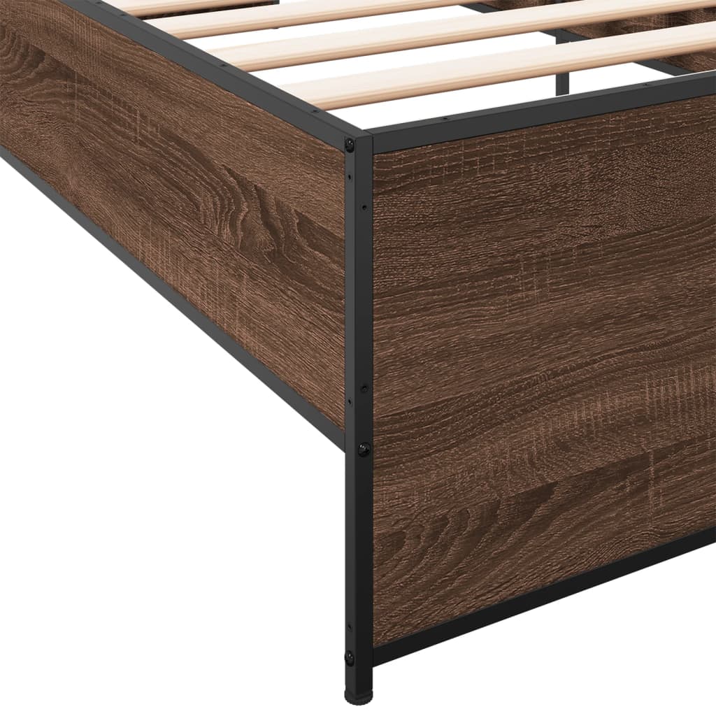 Bed Frame without Mattress Brown Oak 75x190 cm Small Single